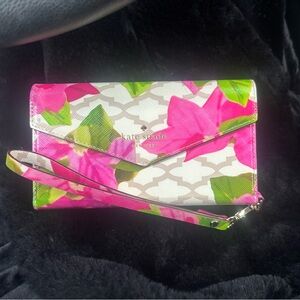 Kate Spade Pink and Green Floral Wristlet